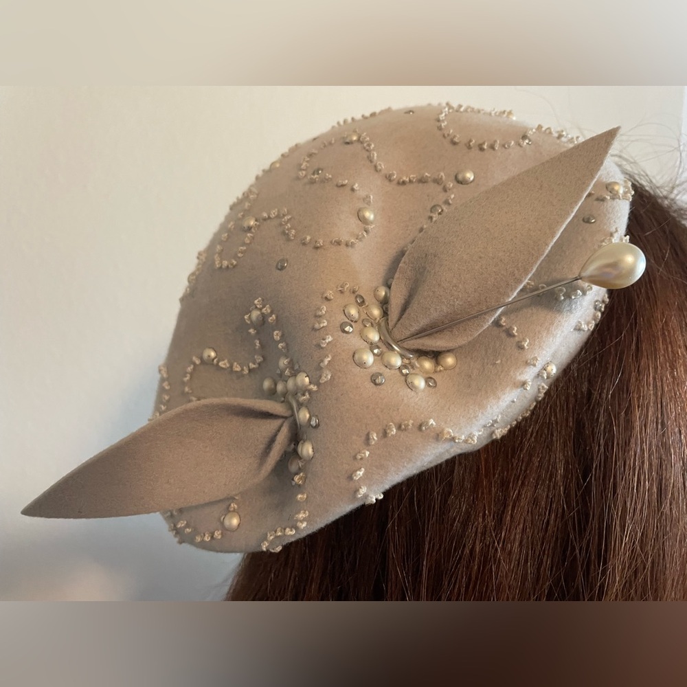 1940s/50s Grey Wool Hat with Beading
